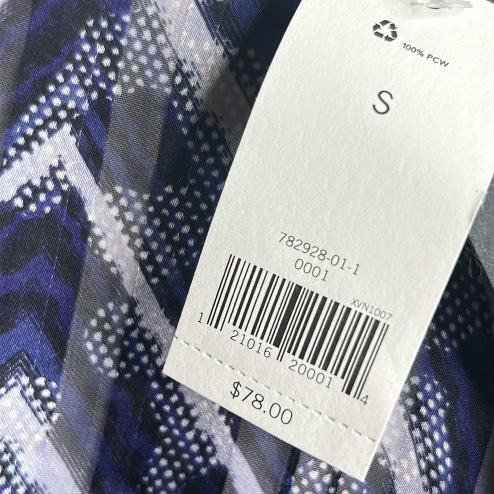 NWT Banana Republic Sheer Geometric Print Split Sleeve Navy Flowy Blouse Sz S - Picture 9 of 12